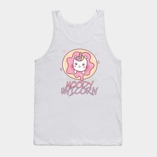 Moody unicorn - Cute little unicorn in a donut you and your kids would love! - Available in stickers, clothing, etc Tank Top